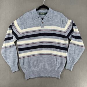 Vintage Club Fellow Striped Polo Sweater XL Mens Blue Preppy Retro